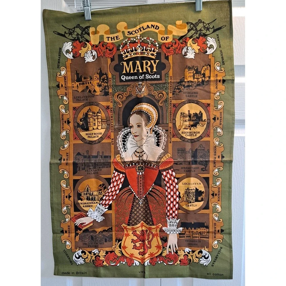 Lot‎ Of 3 Tea Towels Mary Queen Of Scots/ Edinburg /Tewkesbury Abbey